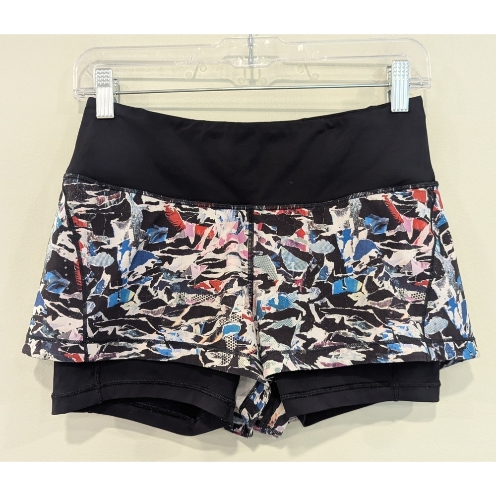 Lululemon Break Free Shorts 2.5" Inseam In Culture Clash Multi Black Size 4